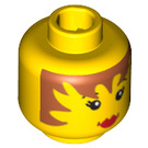 LEGO Geel Minifig Hoofd met Brown Haar, Eyelashes, en Lipstick (Veiligheids Stud) (3626 / 90261)