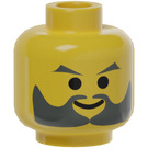 LEGO Gul Minifig Hoved med Dark Grey Facial Hår (Sikkerheds knops) (3626)