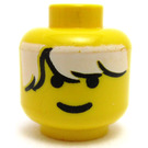 LEGO Geel Minifig Hoofd met Ice Planet Messy Wit Haar (Veiligheids Stud) (3626)