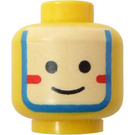 LEGO Geel Minifiguur Hoofd met Islander Wit/Blauw Painted Gezicht (Veiligheidsnop) (3626)