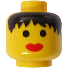 LEGO Geel Minifig Hoofd met Messy Haar Female (Veiligheids Stud) (3626)