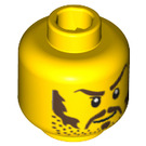 LEGO Gelb Minifig Kopf mit Sideburns und Arched Eyebrows (Einbau-Vollbolzen) (3626 / 64900)