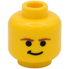 LEGO Jaune Minifig Diriger avec Smirk et Brown Eyebrows (Goujon de sécurité) (49035 / 90384)