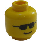 LEGO Gul Minifig Hoved med Standard Grin og Solbriller (Sikkerheds knops) (3626)