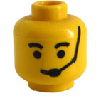 LEGO Gelb Minifig Kopf mit Standard Grinsen, Eyebrows und Microphone (Sicherheitsbolzen) (3626)