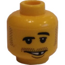 LEGO Yellow Minifig Head with Stubble and Gap Tooth (Safety Stud) (3626)