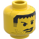 LEGO Gelb Minifig Kopf mit Stubble, Moustache und Smirk (Sicherheitsbolzen) (3626)