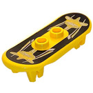 LEGO Yellow Minifig Skateboard with Four Wheel Clips with Silver Decoration Sticker (42511)