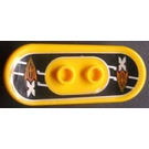 LEGO Yellow Minifig Skateboard with Four Wheel Clips with White 'X' and Orange Flames (Xtreme Stunts Logo) Sticker (42511)
