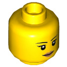 LEGO Yellow Minifigure Female Head with Pink Lips (Recessed Solid Stud) (3626)