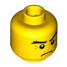 LEGO Yellow Minifigure Head Frowning with Crow's Feet Lines by Eyes (Safety Stud) (3626 / 93390)