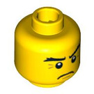 LEGO Geel Minifiguur Hoofd Frowning met Crow's Feet Lines by Ogen (Veiligheidsnop) (3626 / 93390)