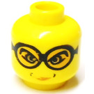 LEGO Gul Minifigur Huvud Madame Hooch med Orange Glasögon Mönster (Säkerhetsknopp) (3626)