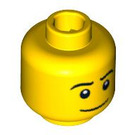 LEGO Jaune Minifigure Diriger Smiling avec Mince Sourire et Eyebrows (Goujon solide encastré) (3626 / 93394)