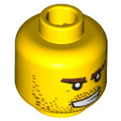 LEGO Yellow Minifigure Head with Agent Charge Angry Face (Safety Stud) (14931 / 63198)