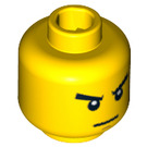 LEGO Geel Minifigure Hoofd met Angry Scowl (Verzonken Solid Stud) (13794 / 93621)
