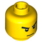 LEGO Giallo Minifigure Testa con Angry Scowl (Perno solido incassato) (13794 / 93621)