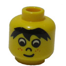 LEGO Amarillo Minifigura Cabeza con Flequillo y Freckles (Espiga de seguridad) (3626)