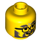 LEGO Yellow Minifigure Head with Beard and Glasses (Safety Stud) (3626)