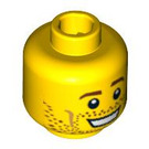 LEGO Yellow Minifigure Head with Big Smile and Stubble (Safety Stud) (3626)