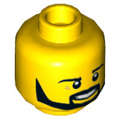 LEGO Gelb Minifigure Kopf mit schwarzem Bart (vertiefter massiver Bolzen) (11978 / 21022)
