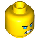 LEGO Yellow Minifigure Head with Blue Eyes (Recessed Solid Stud) (3626 / 34048)