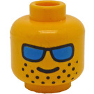 LEGO Geel Minifigure Hoofd met Blauw Sunglasses en Stubble (Veiligheids Stud) (3626)