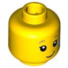 LEGO Yellow Minifigure Head with Bright Light Blue Flower Decoration (Recessed Solid Stud) (3626 / 32610)