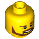LEGO Yellow Minifigure Head with Brown Beard (Recessed Solid Stud) (3626)