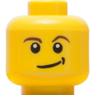 LEGO Gul Minifigur Hode med Brun Eyebrows og Lopsided Smile og Svart Dimple (Sikkerhetsknott) (14807 / 19546)