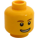 LEGO Žlutá Minifigurka Hlava s Hnědá Eyebrows a Open Smile (Zapuštěný pevný cvoček) (3626 / 59714)