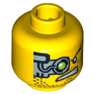 LEGO Gelb Minifigure Kopf mit Cyborg Eye und Scars auf Cheek (Sicherheitsbolzen) (3626 / 64282)