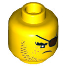 LEGO Yellow Minifigure Head with Dark Brown Eyepatch, Brown Stubble Beard and Freckles (Recessed Solid Stud) (3626 / 34330)