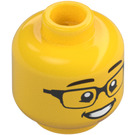 LEGO Gul Minifigur Huvud med Dekoration (Infälld solid knopp) (3626 / 98363)