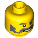 LEGO Yellow Minifigure Head with Decoration (Safety Stud) (64902 / 96959)