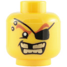 LEGO Gelb Minifigure Kopf mit Eye Patch und Gold Zähne (Sicherheitsbolzen) (3626 / 63188)