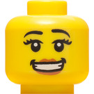 LEGO Yellow Minifigure Head with Eyelashes and Big Smile (Safety Stud) (3626 / 93396)