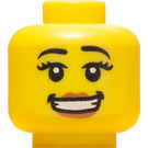 LEGO Gelb Minifigure Kopf mit Eyelashes und Groß Smile (Sicherheitsbolzen) (3626 / 93396)