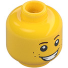 LEGO Gelb Minifigur Kopf mit Freckels, Smiling/Scared (Vertiefte feste Noppen) (3626 / 22186)