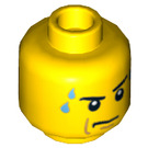 LEGO Yellow Minifigure Head with Frown, Sweat Drops Pattern (Recessed Solid Stud) (3626)