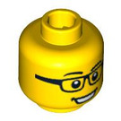 LEGO Yellow Minifigure Head with Glasses and Open Mouth Smile (Safety Stud) (3626 / 94575)