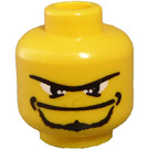 LEGO Giallo Minifigure Testa con Goatee e Unibrow e Bianco Occhi (Perno di sicurezza) (3626)