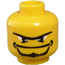 LEGO Yellow Minifigure Head with Goatee and Unibrow and White Eyes (Safety Stud) (3626)