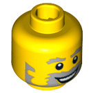 LEGO Gelb Minifigure Kopf mit Grau Beard und Sideburns (Sicherheitsbolzen) (15198 / 93406)