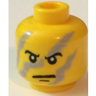 LEGO Yellow Minifigure Head with gray camouflage (Safety Stud) (3626)