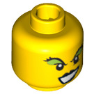 LEGO Yellow Minifigure Head with Green Eye Shadow (Safety Stud) (3626 / 62787)