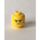 LEGO Geel Minifigure Hoofd met Green Ogen en Scowl (Verzonken Solid Stud) (3626)