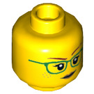 LEGO Geel Minifigure Hoofd met Green Glasses (Verzonken Solid Stud) (3626 / 56863)