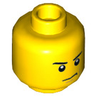 LEGO Amarillo Minifigura Cabeza con Grumpy Dimple (Espiga sólida hueca) (14783 / 19542)