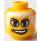 LEGO Yellow Minifigure Head with Head with White Eyes and White Hair (Safety Stud) (3626)